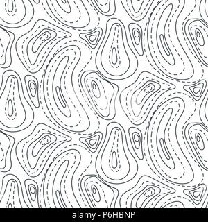Topographische Konturkarte Linie abstrakte nahtlose Muster. Stock Vektor