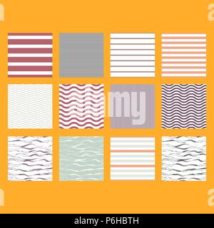Muster set Stripe nahtloses Design für Tapeten, Stoff drucken und Papier umwickeln. Stock Vektor