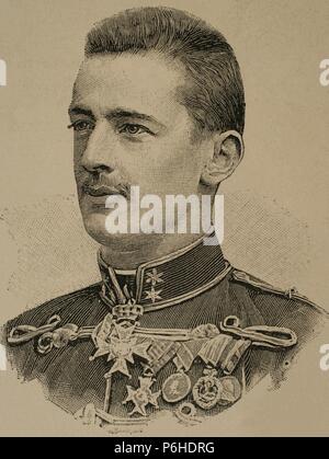 Marie Armand Patrice de Mac Mahon (1855-1927) 2. Herzog von Magenta und 6 Marquis von MacMahon. Beim französischen Militär. Gravur. La Ilustracion Artistica, 1896. Stockfoto