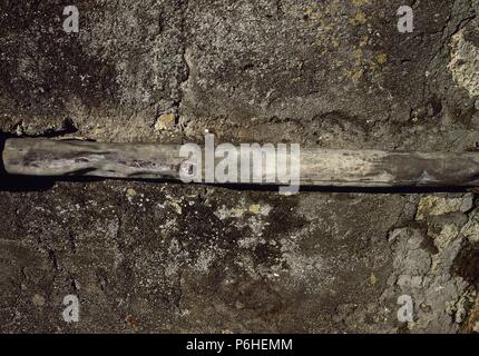 Italien. Pompeji. Ein Original römische führen Rohr. Stockfoto