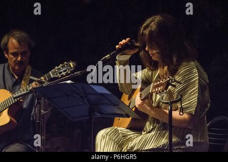 Concierto de Maria del Mar Bonet en El Santuario de nostra Senyora de Gràcia, Llucmajor, Campos. Mallorca Islas Baleares. España. Stockfoto