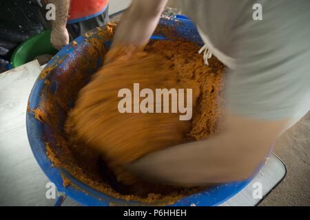 Especiado y sobrasada, mezcla de la Matanza Seleccion del Cerdo, Llucmajor, Mallorca, Balearen, Spanien. Stockfoto