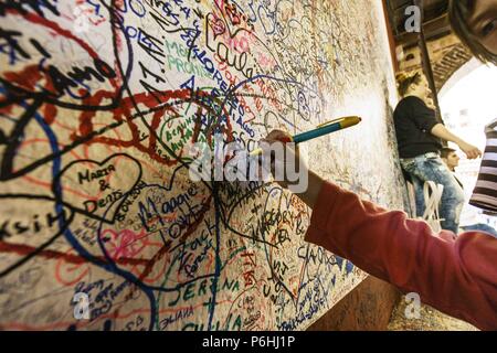 Mensajes de Amor, Casa de Julieta, Verona, Patrimonio de la humanidad, Venetien, Italien, Europa. Stockfoto