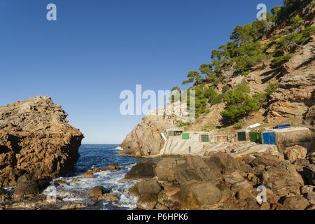 Es Caló de S'Estaca. Valldemossa, Parque Natural de la Sierra de Tramuntana. Mallorca. Islas Baleares. Spanien. Stockfoto