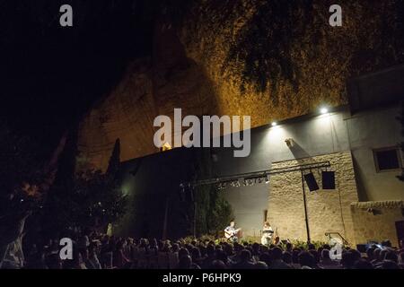 Concierto de Maria del Mar Bonet en El Santuario de nostra Senyora de Gràcia, Llucmajor, Campos. Mallorca Islas Baleares. España. Stockfoto