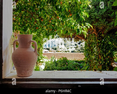 Der Blick aus dem Fenster im Kloster Zelle in Valldemossa, Mallorca, wo Frederic Chopin verbrachte mehrere Monate in 1838-39. Stockfoto