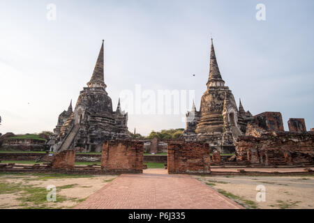 Wat Phra Sri Sanphet, der heiligste Tempel auf dem Gelände des alten königlichen Palast im alten Thailands Hauptstadt Ayutthaya Stockfoto