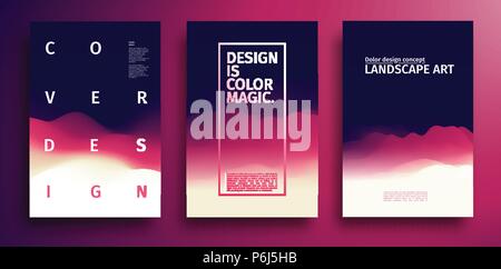 3D-Landschaft Hintergrund. Lila Gradient Abstract Vector Illustration.Computer Art Design Vorlage. Landschaft Berg. Vektor abstrakte Landschaft lebendige Farbverlauf Hintergrund. Eps 10 Vector Illustration Stock Vektor