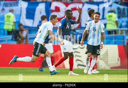 Kasan, Russland, Juni 30, 2018 Angel DI MARIA, Argentinien 11 feiert sein Ziel 1-1 ARGENTINIEN - FRANKREICH FIFA WM 2018 Russland, am Besten von 16, Saison 2018/2019, 30. Juni 2018 Stadion K a z a n - A r e n a in Kasan, Russland. © Peter Schatz/Alamy leben Nachrichten Stockfoto