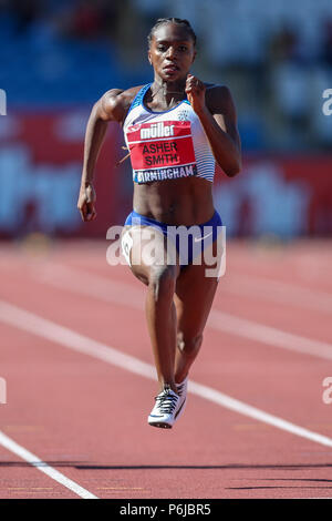 Alexander Stadium, Birmingham, Großbritannien. 30. Juni, 2018. Die Muller britischen Leichtathletik Meisterschaften; Dina Asher-Smith (GBR) in den 100 Metern Credit: Aktion plus Sport/Alamy leben Nachrichten Stockfoto