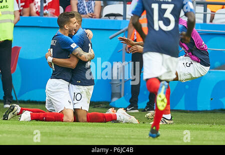 Kasan, Russland. 30 Jun, 2018. Argentinien - Frankreich, Fußball, Kasan, 30. Juni 2018 Kylian MBAPPE, FRA 10 schießen Ziel für 2-3, feiert sein Ziel ARGENTINIEN - FRANKREICH FIFA WM 2018 Russland, am Besten von 16, Saison 2018/2019, 30. Juni 2018 Stadion K a z a n - A r e n a in Kasan, Russland. © Peter Schatz/Alamy leben Nachrichten Stockfoto