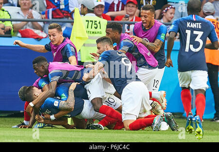 Kasan, Russland. 30 Jun, 2018. Argentinien - Frankreich, Fußball, Kasan, 30. Juni 2018 Kylian MBAPPE, FRA 10 schießen Ziel für 2-3, feiert sein Ziel ARGENTINIEN - FRANKREICH FIFA WM 2018 Russland, am Besten von 16, Saison 2018/2019, 30. Juni 2018 Stadion K a z a n - A r e n a in Kasan, Russland. © Peter Schatz/Alamy leben Nachrichten Stockfoto