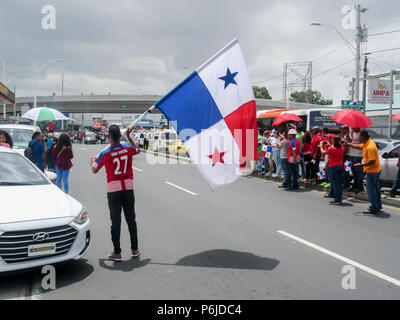 Panama City, Panama - May 30, 2018: Panama begrüßt seine Fußball-Nationalmannschaft nach der Teilnahme an der FIFA Fußball-Weltmeisterschaft 2018 Credit: Mabelin Santos/Alamy leben Nachrichten Stockfoto