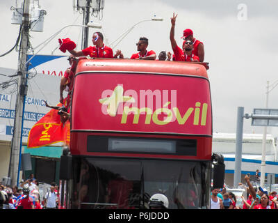 Panama City, Panama - May 30, 2018: Panama begrüßt seine Fußball-Nationalmannschaft nach der Teilnahme an der FIFA Fußball-Weltmeisterschaft 2018 Credit: Mabelin Santos/Alamy leben Nachrichten Stockfoto