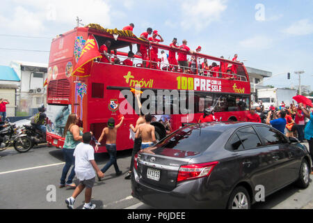 Panama City, Panama - May 30, 2018: Panama begrüßt seine Fußball-Nationalmannschaft nach der Teilnahme an der FIFA Fußball-Weltmeisterschaft 2018 Credit: Mabelin Santos/Alamy leben Nachrichten Stockfoto