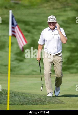 Potomac, MD, USA. 30. Juni, 2018. Zach Blair Spaziergänge auf dem 16 Grün während der dritten Runde der Quicken Loans Nationalen an TPC Potomac in Potomac, MD. Justin Cooper/CSM/Alamy leben Nachrichten Stockfoto