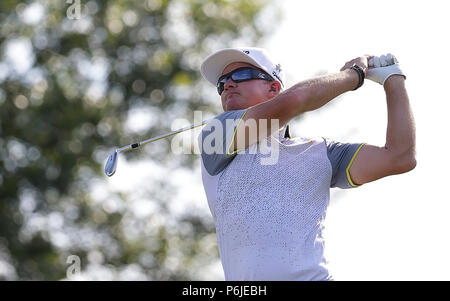 Potomac, MD, USA. 30. Juni, 2018. Brian gan auf der 17 T-Stück Kasten während der dritten Runde der Quicken Loans Nationalen an TPC Potomac in Potomac, MD. Justin Cooper/CSM/Alamy leben Nachrichten Stockfoto