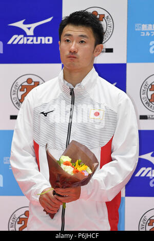 Takasaki Arena, Gunma, Japan. 30. Juni, 2018. Daiki Kishi (JPN), 30. Juni 2018 - Trampolin: der Japanischen Welt Trampolin Meisterschaft Studien in Takasaki Arena, Gunma, Japan. Credit: MATSUO. K/LBA SPORT/Alamy leben Nachrichten Stockfoto