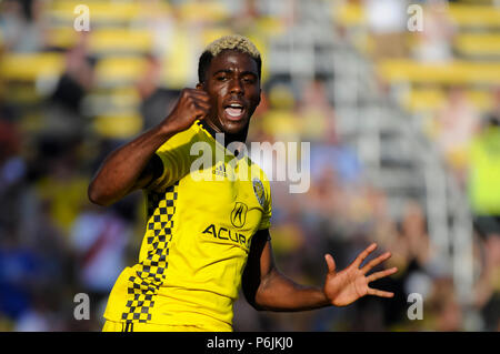 Samstag, Juni 30, 2018: Columbus Crew SC vorwärts Christine Zerdes (11) feiert seinen Elfmeter im Spiel zwischen Real Salt Lake und Columbus Crew SC an MAPFRE Stadium, in Columbus, OH. Pflichtfeld Foto: Dorn Byg/Cal Sport Media. Columbus Crew SC2-Real Salt Lake 0 Stockfoto