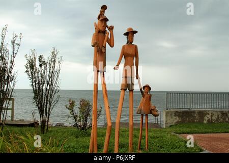 Skulpturen in einem kleinen Stadtpark in Gaspe Bereich Stockfoto