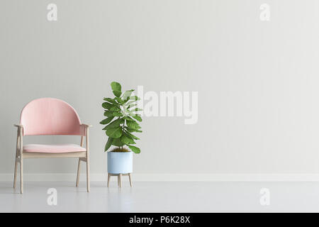 Wohnzimmer Innenwand mock up mit samt Sessel und Anlagen, 3D-Rendering Stockfoto