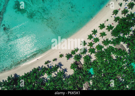 Luftaufnahme von tropischen Insel Strand, Dominikanische Republik Stockfoto