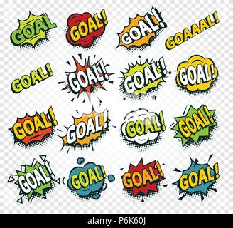 Ziel zählte, Aufkleber, schlagen Sie den Ball, Comics Rede, Fußball Web online Übersetzung design Element, Fußball Vektorgrafiken Vorlage. Stock Vektor