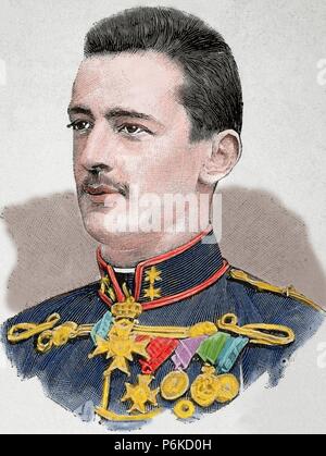 Marie Armand Patrice de Mac Mahon (1855-1927) 2. Herzog von Magenta und 6 Marquis von MacMahon. Beim französischen Militär. Gravur. La Ilustracion Artistica, 1896. Gefärbt. Stockfoto