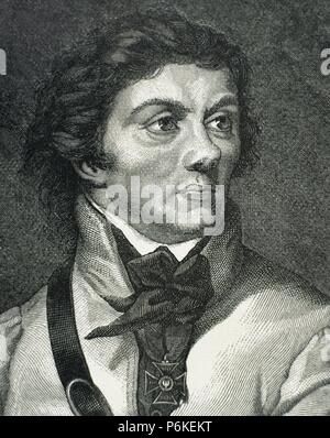 Tadeusz Kosciuszko (1746-1817). Polnische Militär-Ingenieur und militärischer Führer. Nationaler Held in Polen. Porträt. Gravur. des 19. Jahrhunderts. Stockfoto