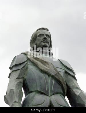 FELIPE IV (Valladolid, 1606 - Madrid, 1665). Rey de España (1621-1665). Hijo de Felipe III y de Margarita de Österreich. Las mejores de la estatua dedicada al Monarca de Loulé. Comunidad de Madrid. España. Stockfoto