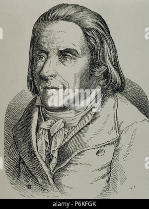 Johann Heinrich Pestalozzi (1746-1827). Schweizer Pädagoge und Bildungsreformer. Porträt. Gravur. Stockfoto