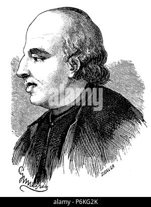 Francisco Gregorio de Salas (1729-1808), Poeta y eclesiástico Español. Grabado Del Siglo XIX. Stockfoto