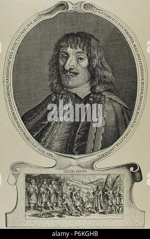 John II Casimir Vasa (1609-1672). König von Polen und Großfürst von Litauen während der Ära des Polnisch-Litauisch Commonwealth. Porträt. Gravur. Stockfoto