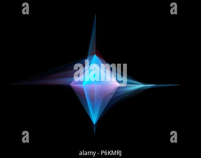 Abstrakte Glühende geometrische Form auf schwarzem Hintergrund Stockfoto