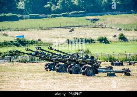 L 118 Light Gun der Britischen Armee. Setup in einem Feld. Stockfoto