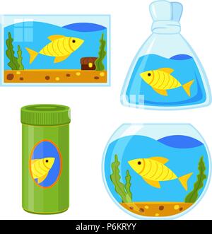 Bunte cartoon Fische Elemente einstellen Stock Vektor
