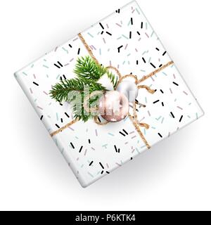 Weihnachten Geschenk box Startseite anzeigen. Realistische Darstellung Stock Vektor