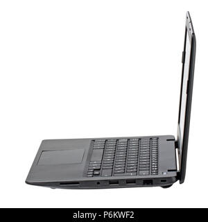 Seitenansicht - Computer Laptop mit leeres Display isoliert Stockfoto