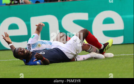 Kasan, Russland, 30. Juni 2018: Französische footballar POGBA während der ersten Runde der 16 waren Frankreich und Argentinien gespielt, eine WM, in dem Frankreich 4 & 3 Argentinien Argentinien-Kampagne zu einem Ende kam, als Frankreich ein Sieg von 4-3. Seshadri SUKUMAR Credit: SESHADRI SUKUMAR / alamy Leben Nachrichten Stockfoto