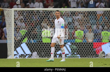 Sochi, Russland. 30. Juni, 2018. Fußball, Fußball-WM, runde 16, Uruguay vs Portugal auf der Sochi-Stadium. Portugals Cristiano Ronaldo. Credit: Christian Charisius/dpa/Alamy leben Nachrichten Stockfoto