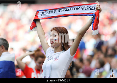 Moskau, Russland. 1 Jul, 2018. Vor dem Spiel zwischen Spanien und Russland, gültig für den Umlauf von 16 Wm 2018 an der Luzhniki Stadion in Moskau, Russland, statt verdreht. (Foto: Ricardo Moreira/Fotoarena) Credit: Foto Arena LTDA/Alamy leben Nachrichten Stockfoto