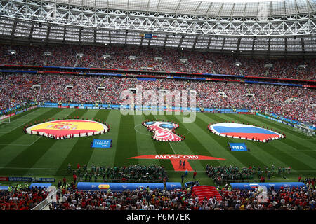 Luzhniki Stadion, Moskau, Russland. 1. Juli 2018. FIFA Fußball-WM, eine Runde 16, Spanien gegen Russland; die Mannschaften auf den Bereich Kredit werden: Aktion plus Sport/Alamy leben Nachrichten Stockfoto