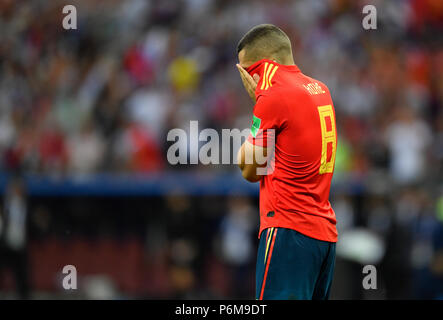 Moskau, Russland. 1. Juli 2018. Fußball, Wm 2018, Endrunde, Achtelfinale: Spanien gegen Russland im Luschniki Stadion. Spaniens Koke. Credit: Marius Becker/dpa/Alamy leben Nachrichten Stockfoto