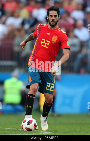 Isco SPANIEN SPANIEN gegen Russland, 2018 FIFA WORLD CUP RUSSLAND, 01. Juli 2018 GBC 9081 Spanien gegen Russland 2018 FIFA WM Russland STRENG REDAKTIONELLE VERWENDUNG NUR. Wenn der Spieler/Spieler in diesem Bild dargestellt ist/Spielen für einen englischen Club oder das England National Team. Dann ist dieses Bild darf nur für redaktionelle Zwecke verwendet werden. Keine kommerzielle Nutzung. Folgende Verwendungen sind auch dann eingeschränkt, wenn in einem redaktionellen Kontext: Verwendung in Verbindung mit oder als Teil eines nicht autorisierten Audio-, Video-, Daten-, Spielpläne, Verein/liga Logos, Wetten, Spiele oder eine "Live"-Diensten. Sind auch eingeschränkte Verwendungen Stockfoto