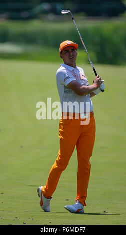 Potomac, MD, USA. 1. Juli 2018. Rickie Fowler bei der Endrunde der Quicken Loans Nationalen an TPC Potomac in Potomac, MD. Justin Cooper/CSM/Alamy Live News Credit: Cal Sport Media/Alamy leben Nachrichten Stockfoto