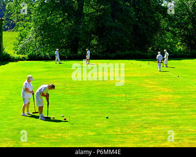 Belsay Hall Croquet Club Match Team Spieler Stockfoto