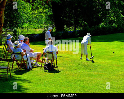 Belsay Hall Croquet Club Match Team Spieler Stockfoto