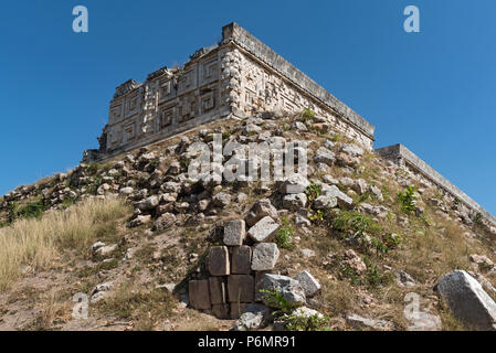 Ruinen der antiken Maya-Stadt Uxmal. UNESCO-Weltkulturerbe, Yucatan, Mexiko Stockfoto