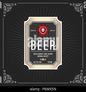 Classic vintage Frame für Etiketten, Banner und andere Design. Geeignet für Whiskey, Bier und Premium Produkt. Stock Vektor