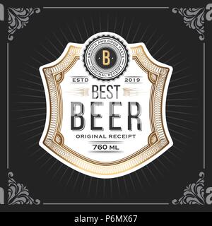 Classic vintage Frame für Etiketten, Banner und andere Design. Geeignet für Whiskey, Bier und Premium Produkt. Stock Vektor